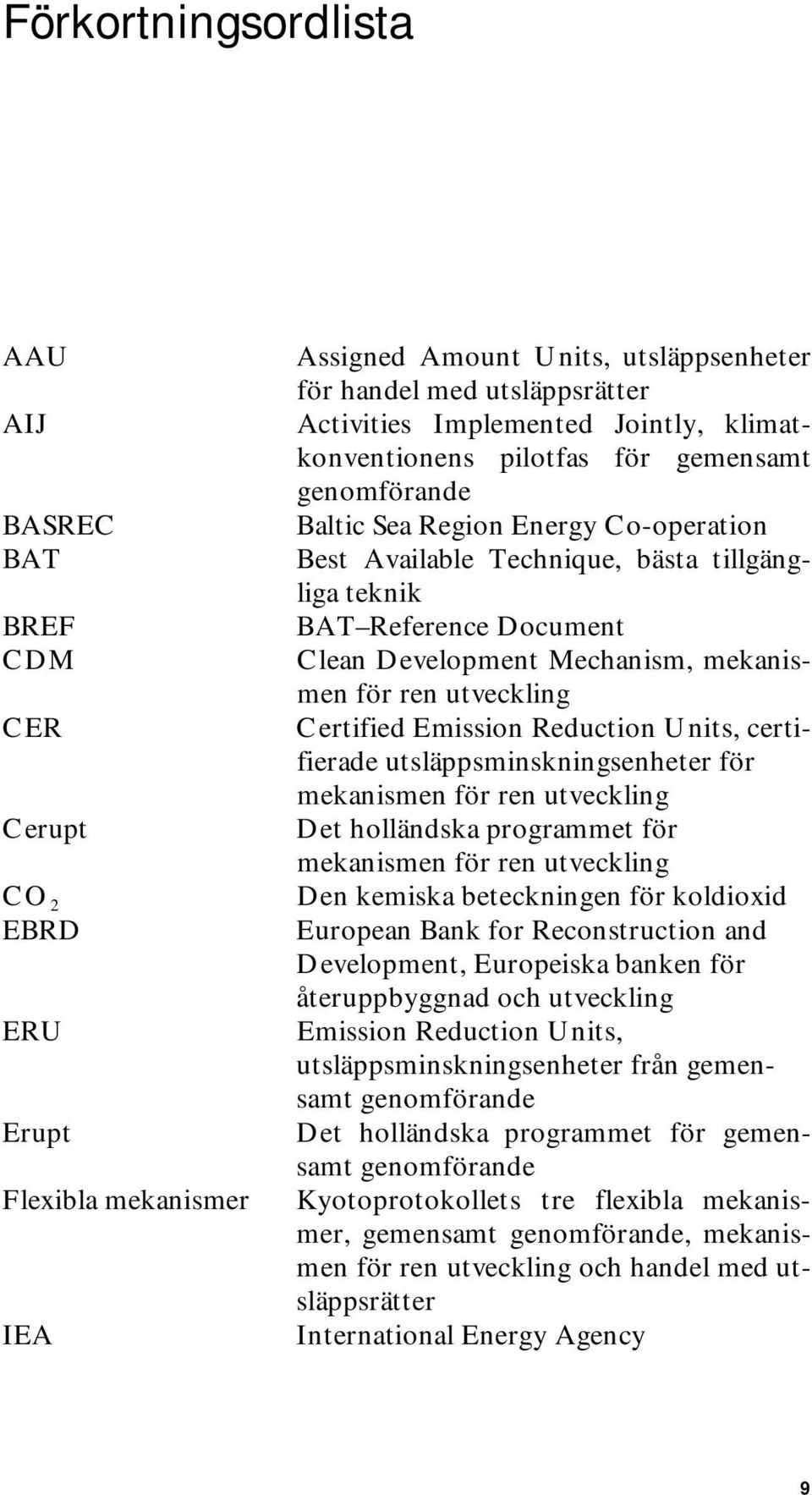 Mechanism, mekanismen för ren utveckling Certified Emission Reduction Units, certifierade utsläppsminskningsenheter för mekanismen för ren utveckling Det holländska programmet för mekanismen för ren
