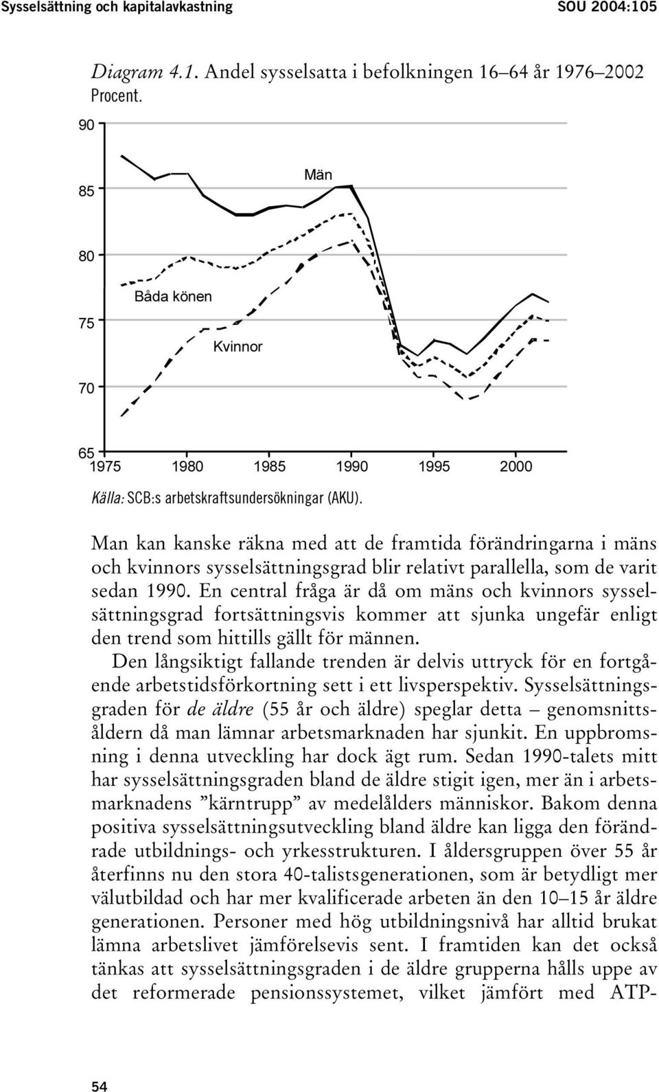 Man kan kanske räkna med att de framtida förändringarna i mäns och kvinnors sysselsättningsgrad blir relativt parallella, som de varit sedan 1990.