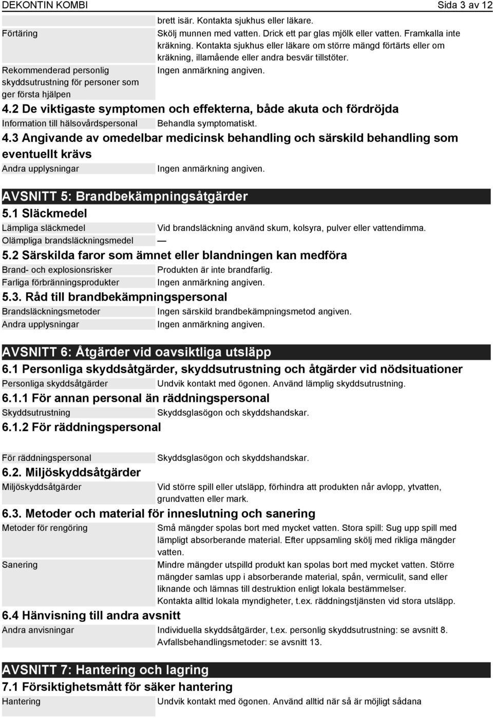 2 De viktigaste symptomen och effekterna, både akuta och fördröjda Information till hälsovårdspersonal Behandla symptomatiskt. 4.
