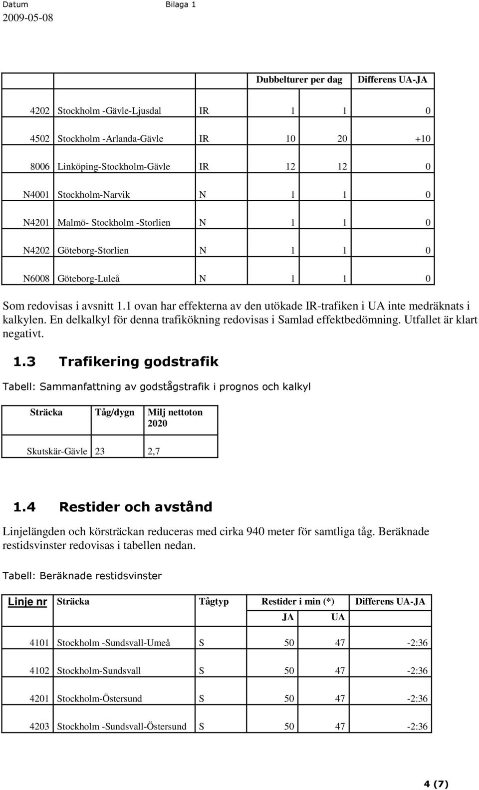 En delkalkyl för denna trafikökning redovisas i Samlad effektbedömning. Utfallet är klart negativt. 1.