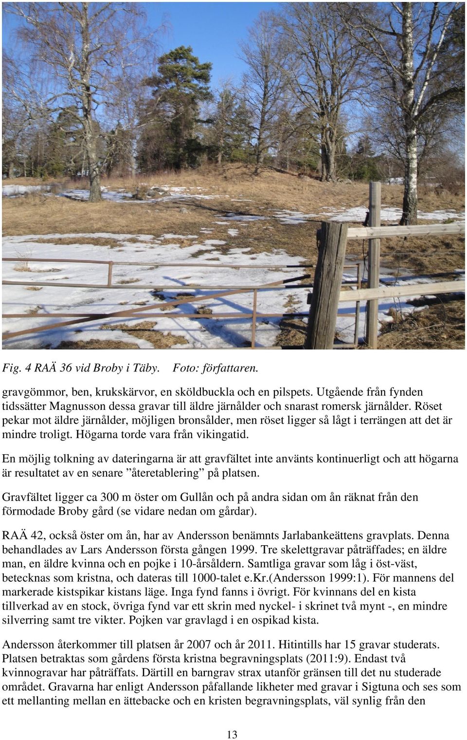 Röset pekar mot äldre järnålder, möjligen bronsålder, men röset ligger så lågt i terrängen att det är mindre troligt. Högarna torde vara från vikingatid.