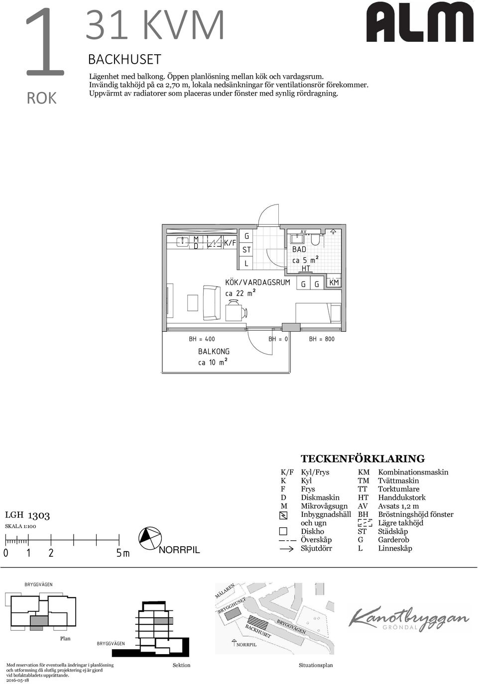 / Ö/VARASRU ca 22 m² BA ca 5 m² = 0 BAON TECENÖRARIN 1303 SAA 1:100 / yl/rys yl rys iskmaskin ikrovågsugn iskho