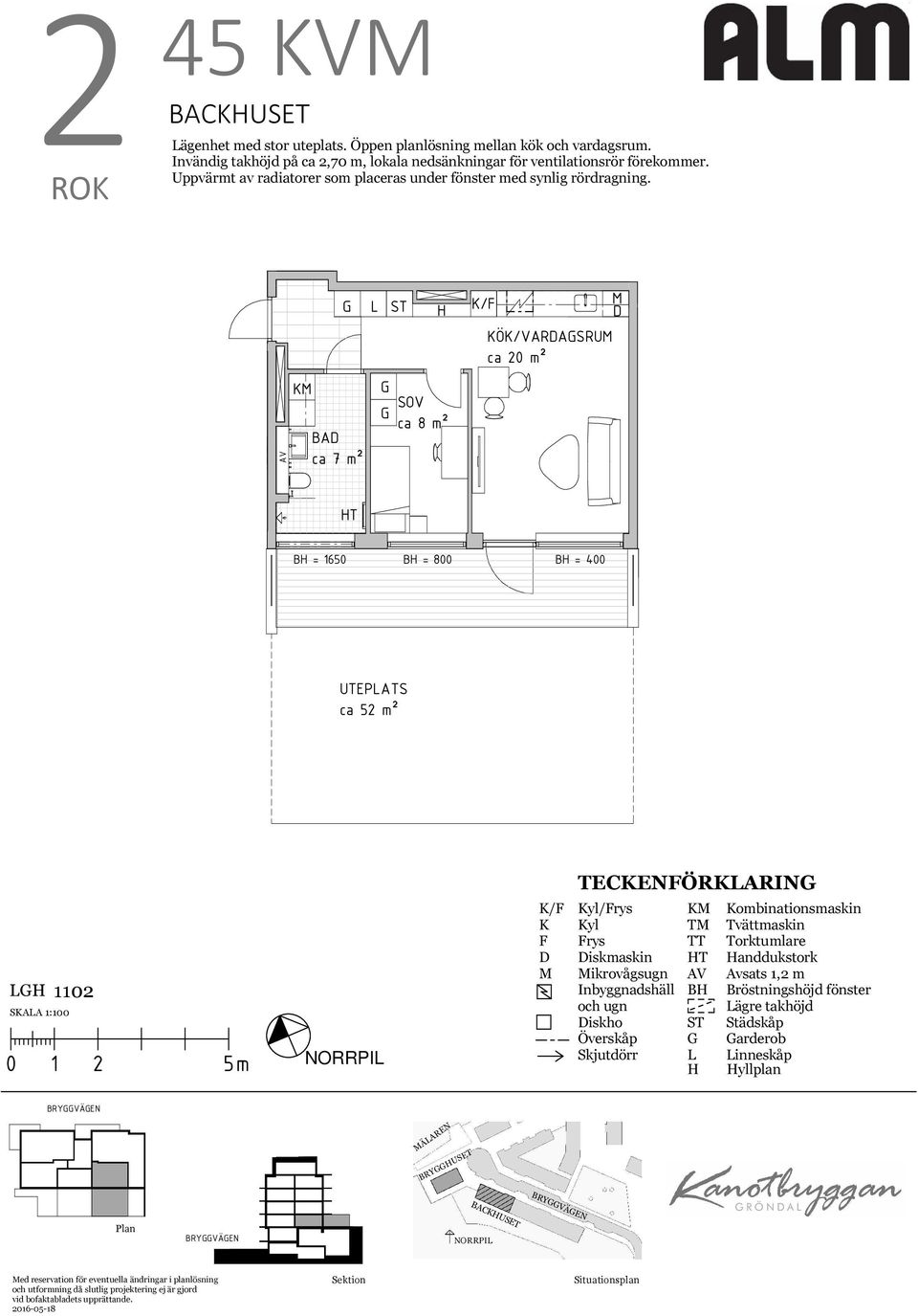 BA / Ö/VARASRU ca 20 m² = 1650 UTEPATS ca 52 m² TECENÖRARIN 1102 SAA 1:100 / yl/rys yl rys iskmaskin ikrovågsugn