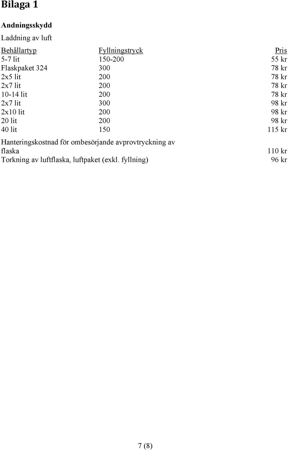 98 kr 2x10 lit 200 98 kr 20 lit 200 98 kr 40 lit 150 115 kr Hanteringskostnad för ombesörjande