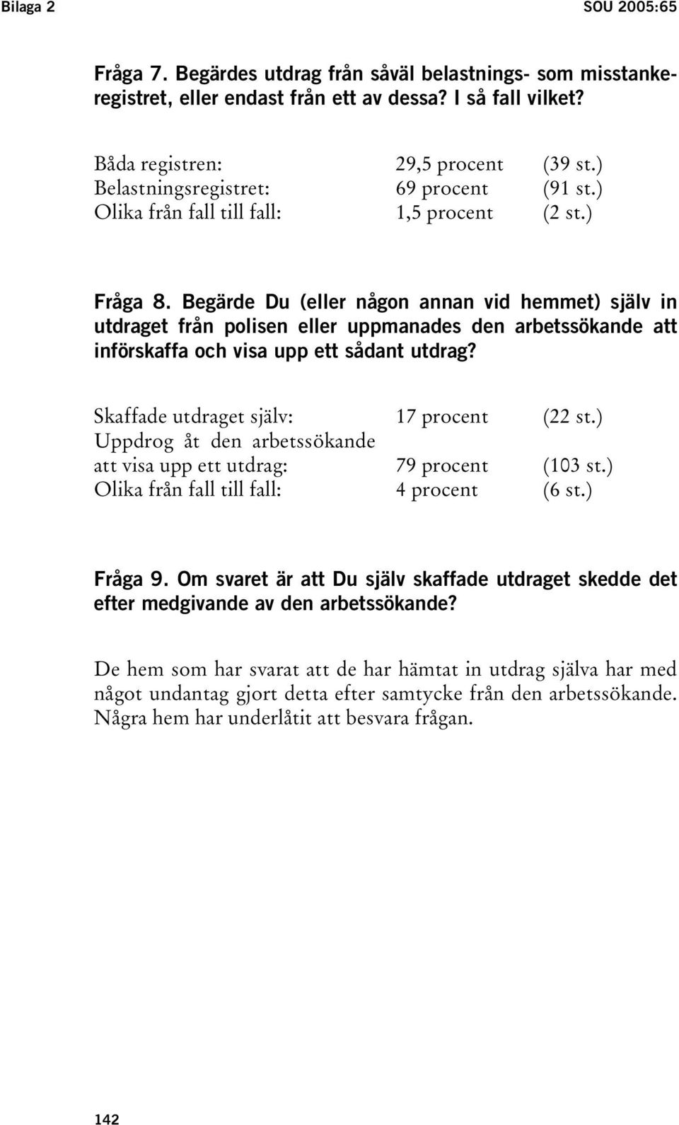 Begärde Du (eller någon annan vid hemmet) själv in utdraget från polisen eller uppmanades den arbetssökande att införskaffa och visa upp ett sådant utdrag? Skaffade utdraget själv: 17 procent (22 st.