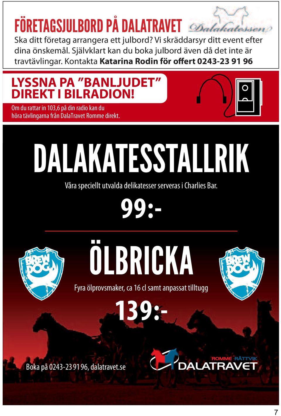 Kontakta Katarina Rodin för offert 0243-23 91 96 LYSSNA PA BANLJUDET DIREKT I BILRADION!