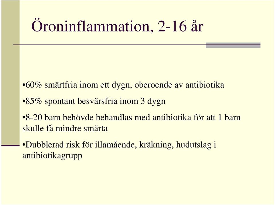 behandlas med antibiotika för att 1 barn skulle få mindre smärta