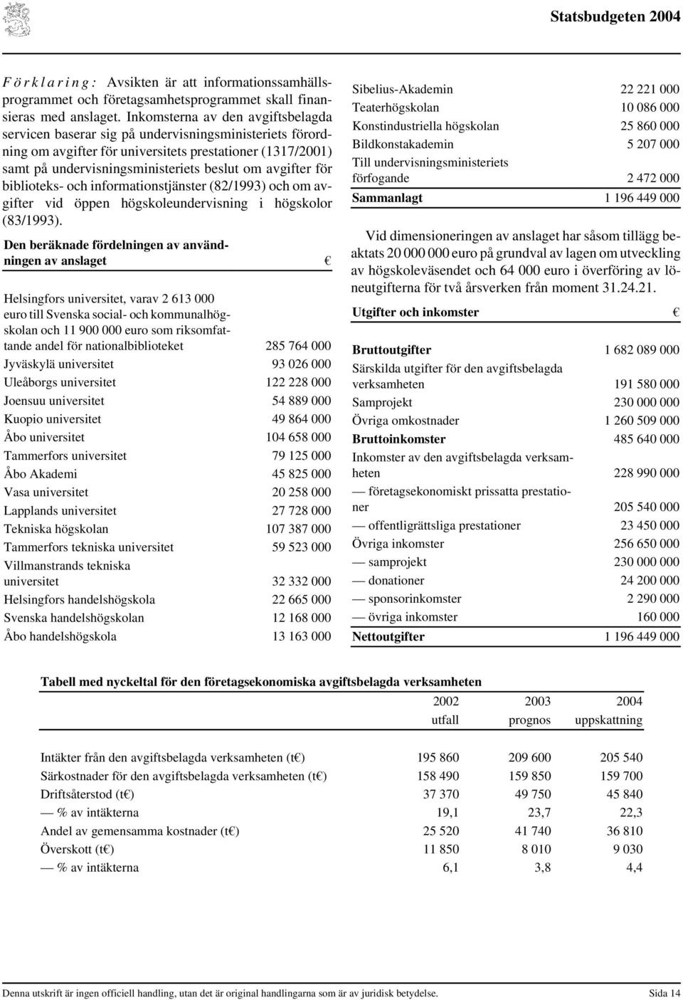 avgifter för biblioteks- och informationstjänster (82/1993) och om avgifter vid öppen högskoleundervisning i högskolor (83/1993).