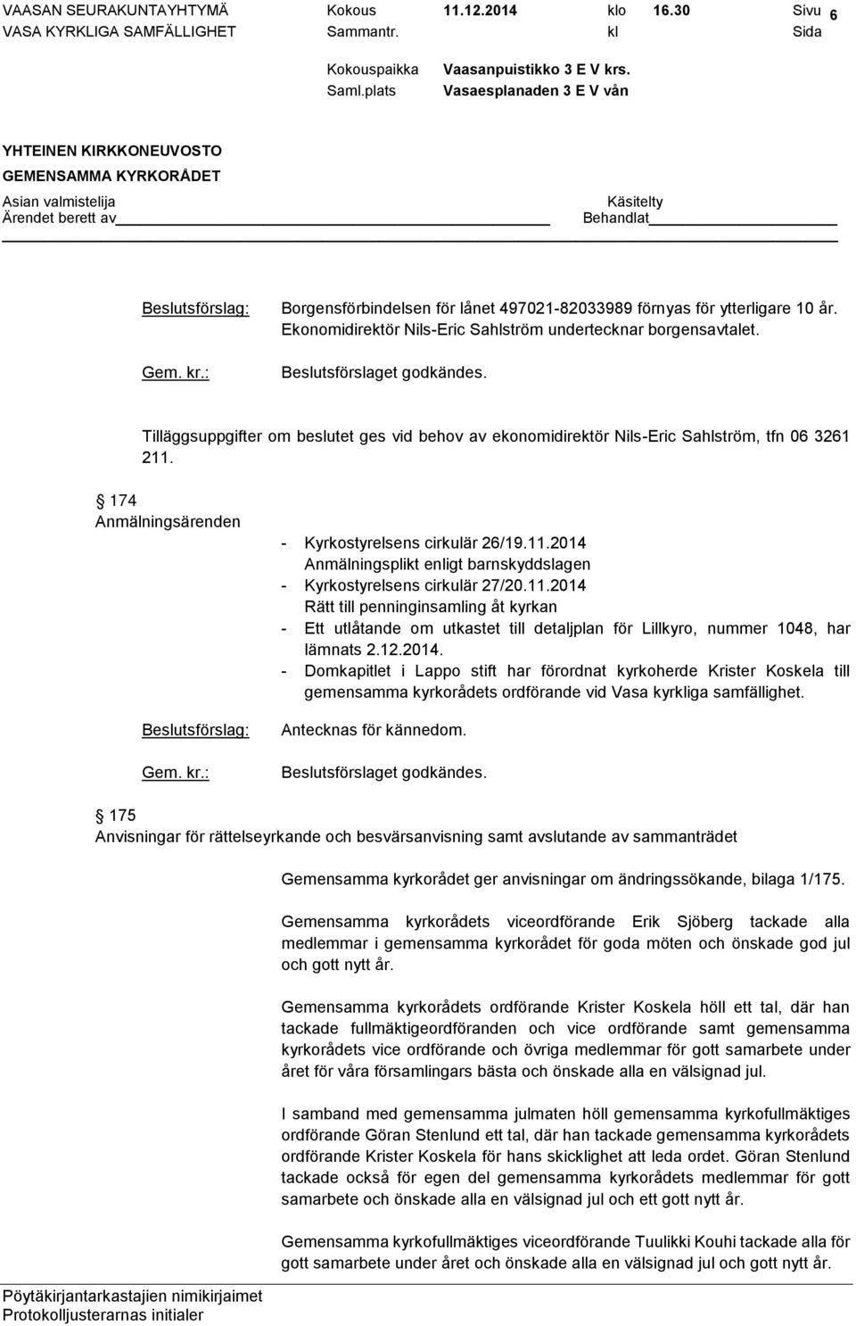 2014 Anmälningsplikt enligt barnskyddslagen - Kyrkostyrelsens cirkulär 27/20.11.