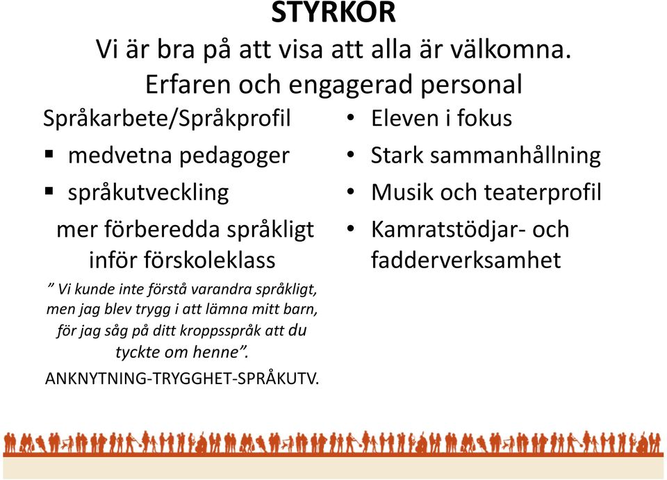 språkligt inför förskoleklass Vi kunde inte förstå varandra språkligt, men jag blev trygg i att lämna mitt barn,