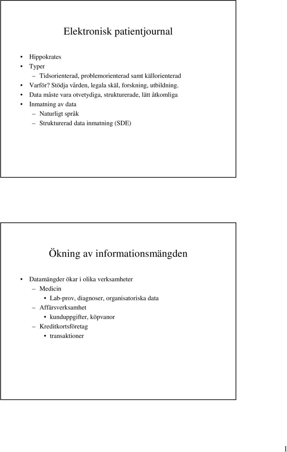 Data måste vara otvetydiga, strukturerade, lätt åtkomliga Inmatning av data Naturligt språk Strukturerad data inmatning