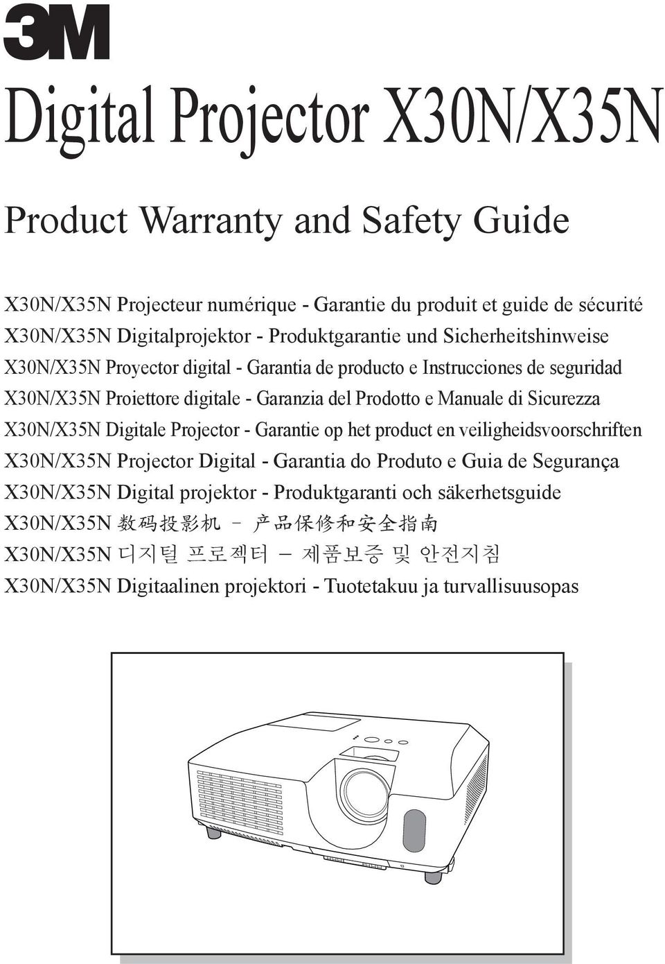 Digitale Projector - Garantie op het product en veiligheidsvoorschriften X30N/X35N Projector Digital - Garantia do Produto e Guia de Segurança X30N/X35N Digital projektor