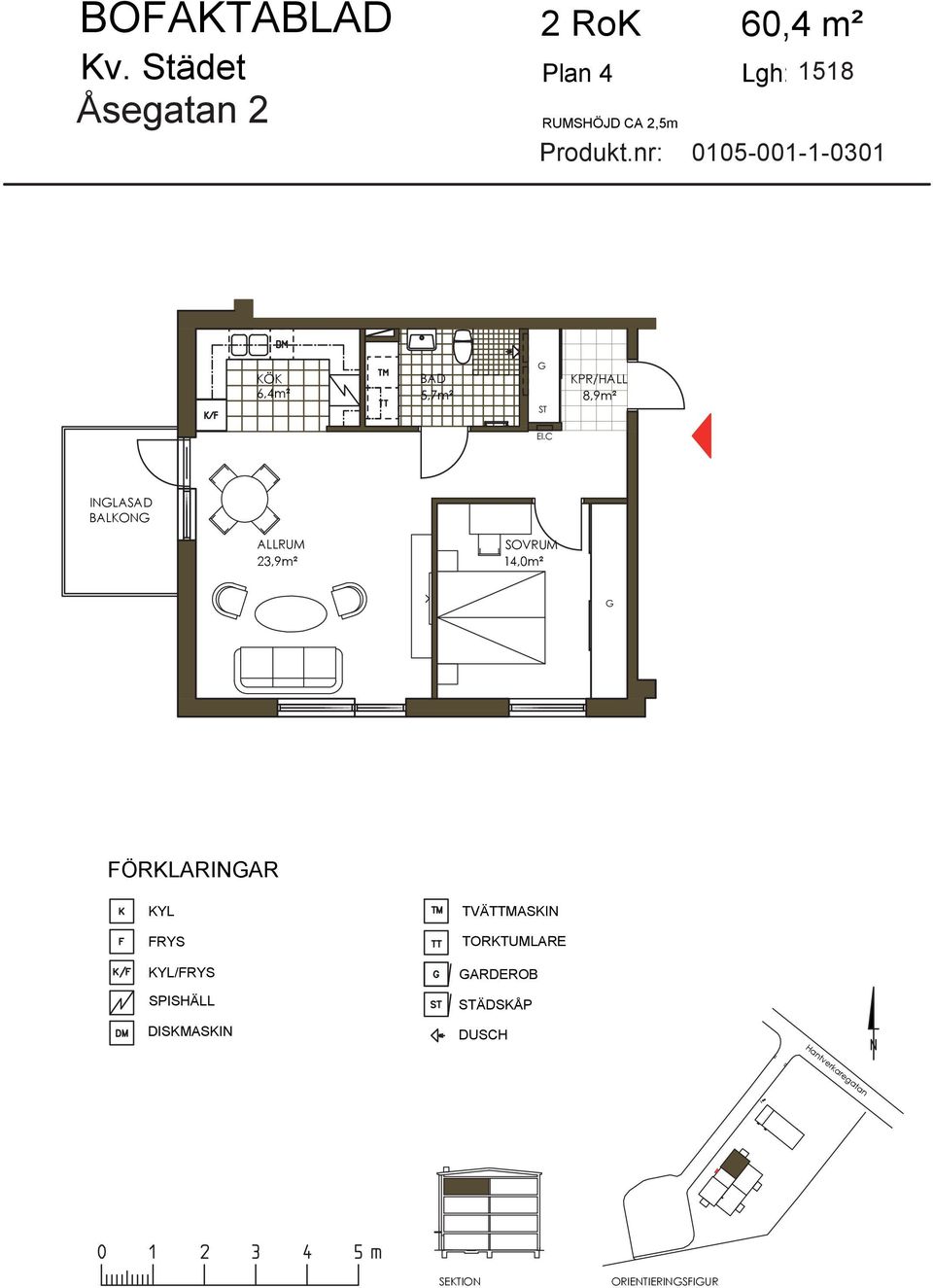 nr: 0105-001-1-0301 6,4m² 8,9m²