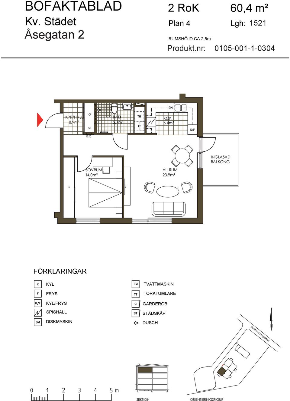 nr: 0105-001-1-0304 8,9m² 6,4m²