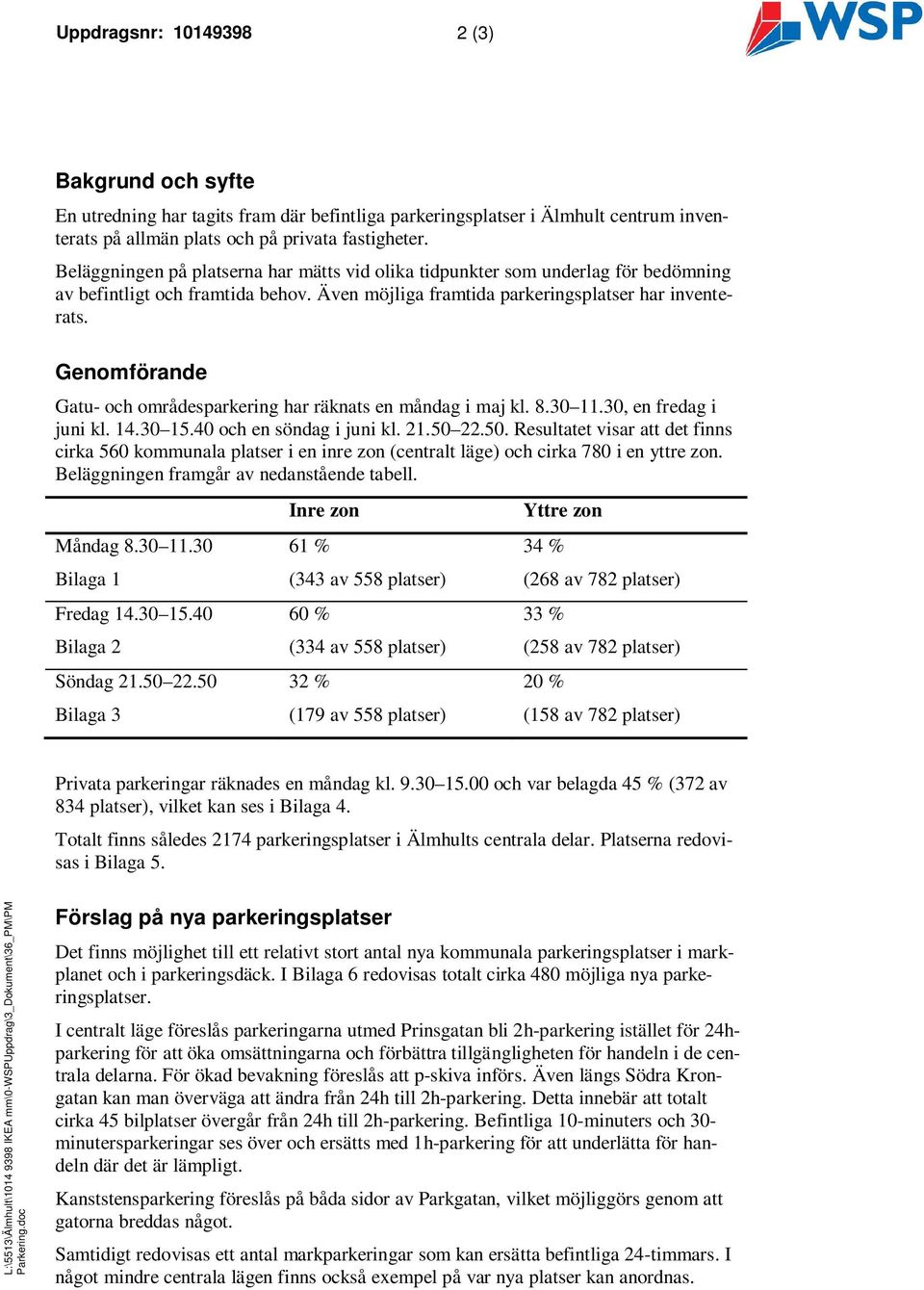 Geomförade Gatu- och områdesparkerig har räkats e mådag i maj kl..3 11.3, e fredag i jui kl. 14.3 1.4 och e södag i jui kl. 21. 22.