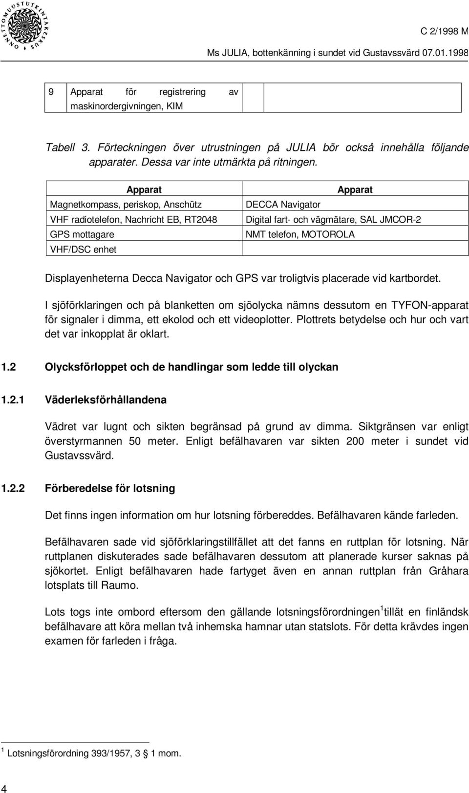 Displayenheterna Decca Navigator och GPS var troligtvis placerade vid kartbordet.