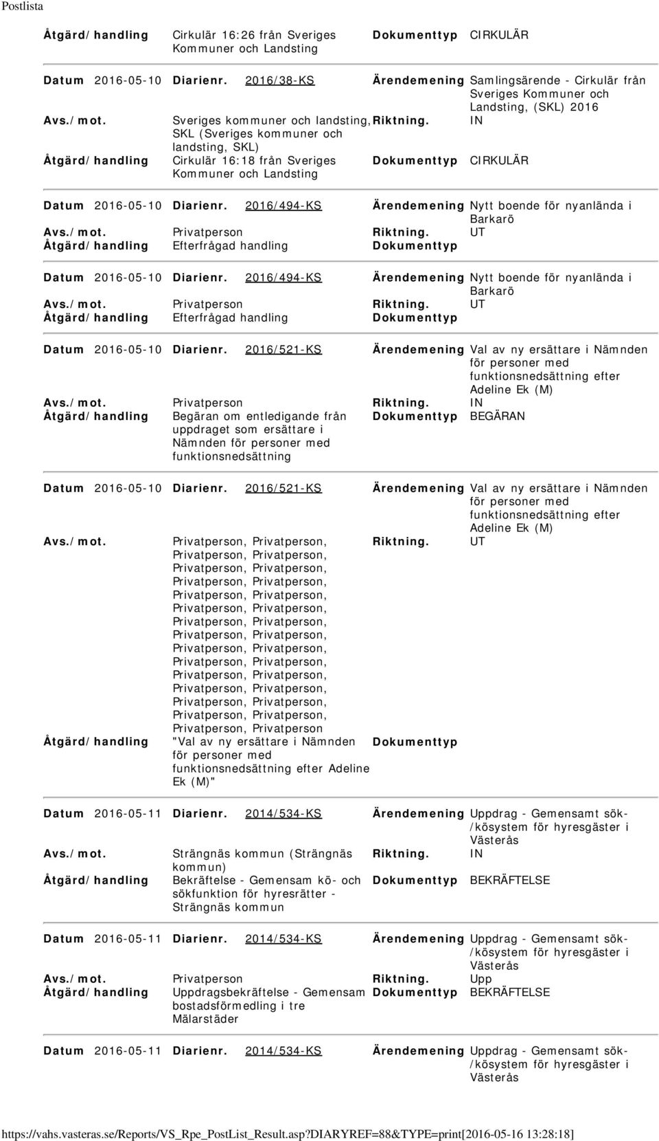 UT Efterfrågad handling Datum 2016-05-10 Diarienr. 2016/494-KS Ärendemening Nytt boende för nyanlända i Barkarö Privatperson Riktning. UT Efterfrågad handling Datum 2016-05-10 Diarienr.