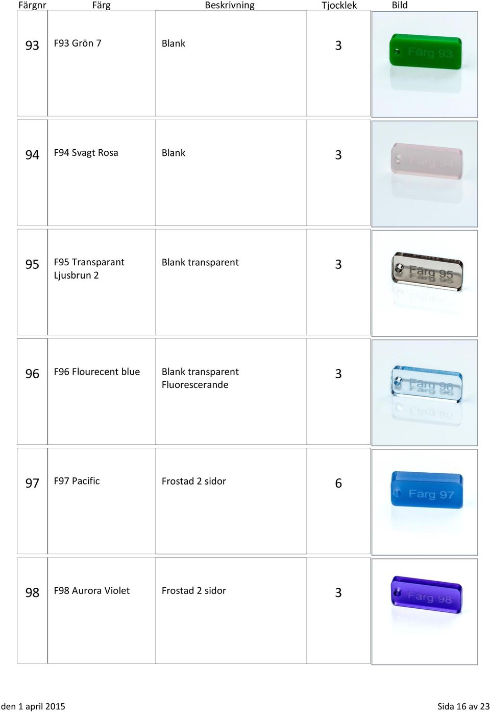 blue Blank transparent Fluorescerande 97 F97 Pacific