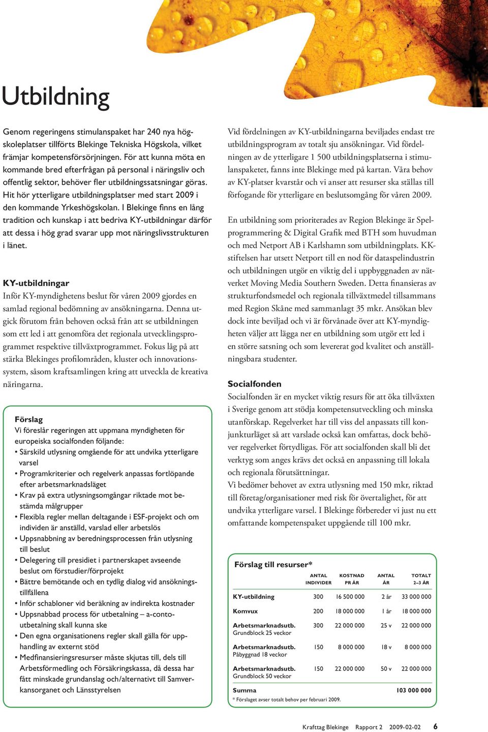 Hit hör ytterligare utbildningsplatser med start 09 i den kommande Yrkeshögskolan.