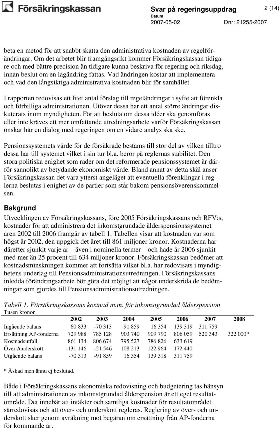 Vad ändringen kostar att implementera och vad den långsiktiga administrativa kostnaden blir för samhället.