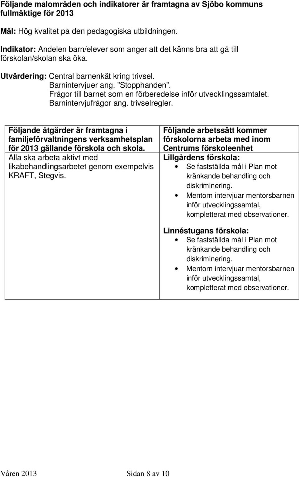 Frågor till barnet som en förberedelse inför utvecklingssamtalet. Barnintervjufrågor ang. trivselregler.