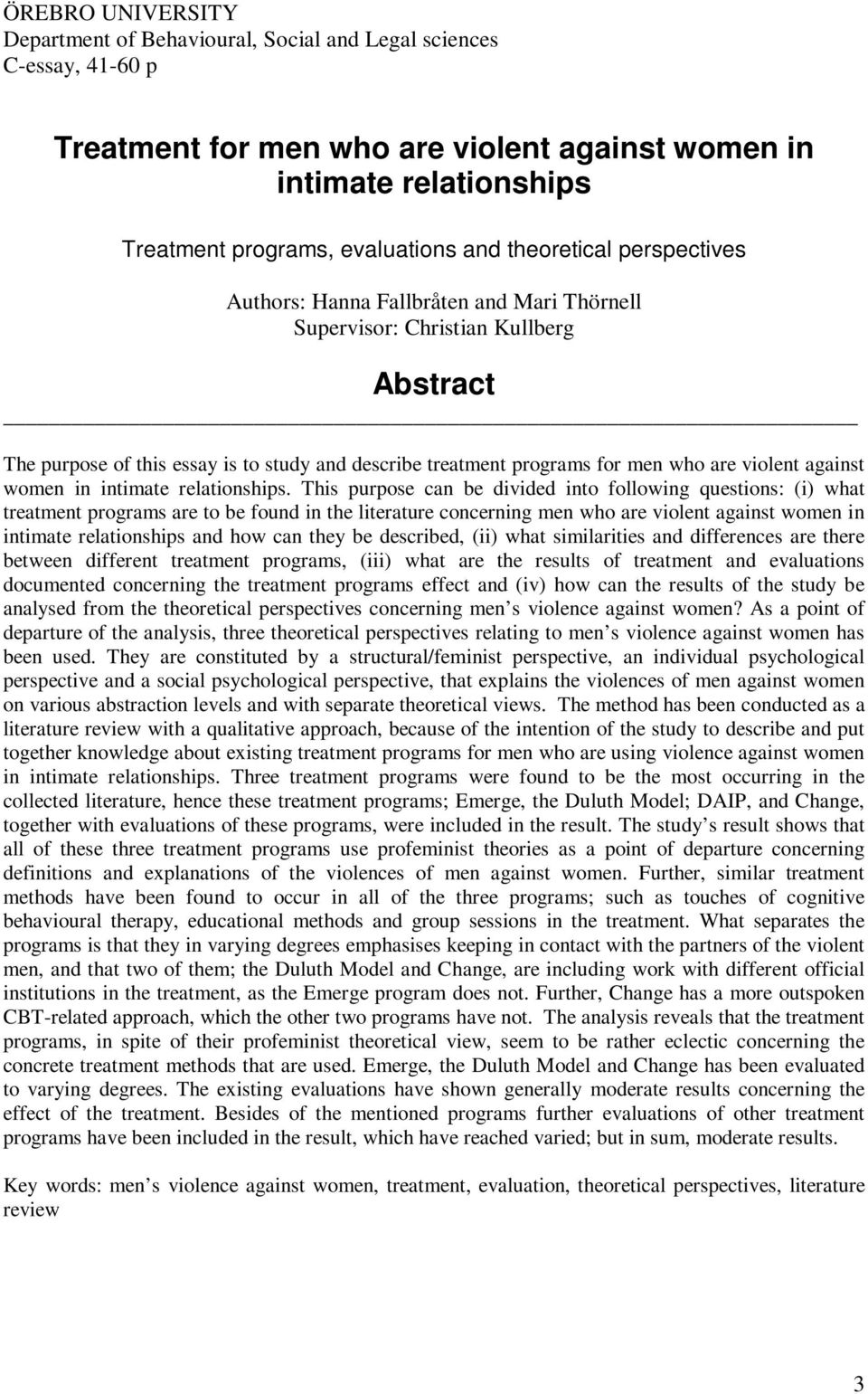 violent against women in intimate relationships.