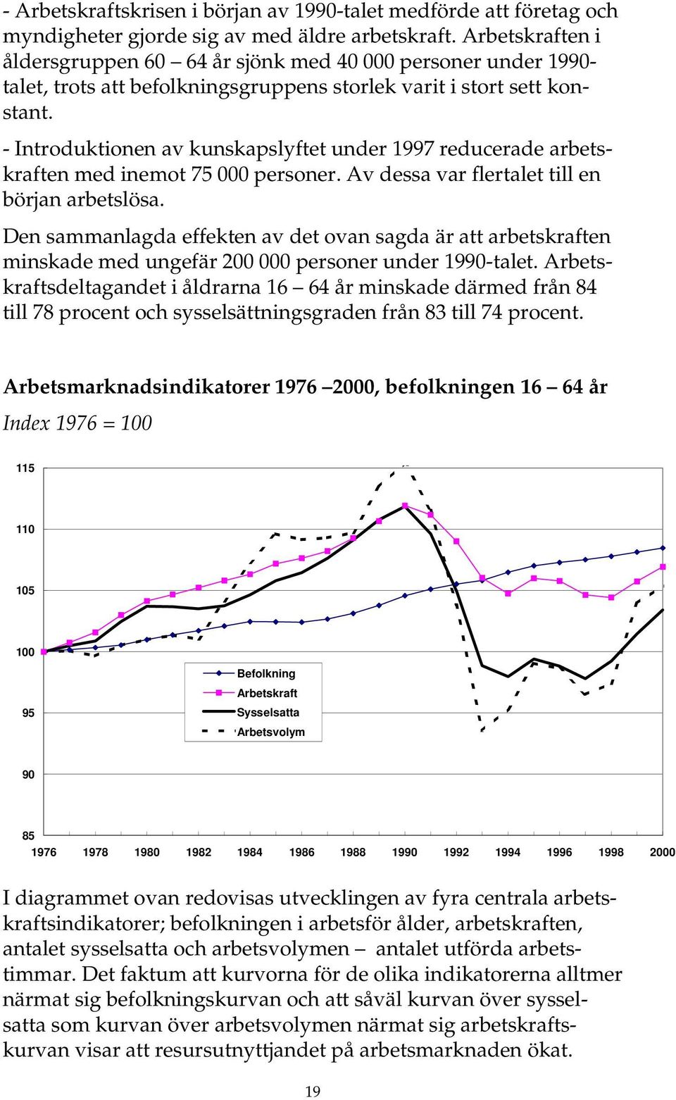 - Introduktionen av kunskapslyftet under 1997 reducerade arbetskraften med inemot 75 000 personer. Av dessa var flertalet till en början arbetslösa.