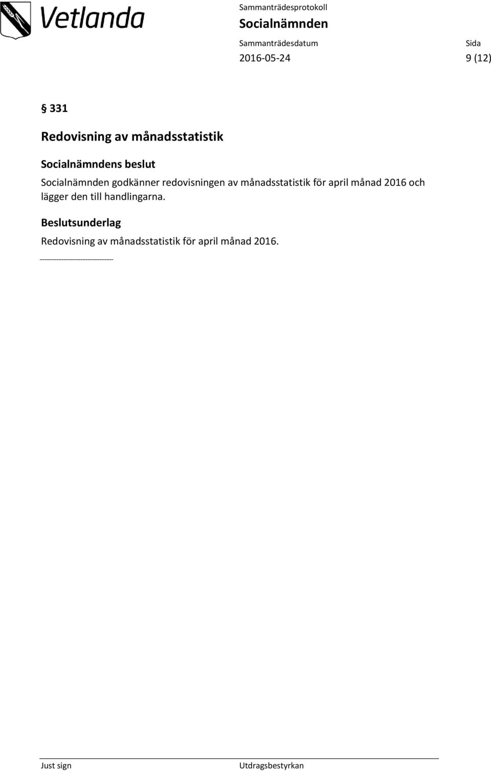 för april månad 2016 och lägger den till