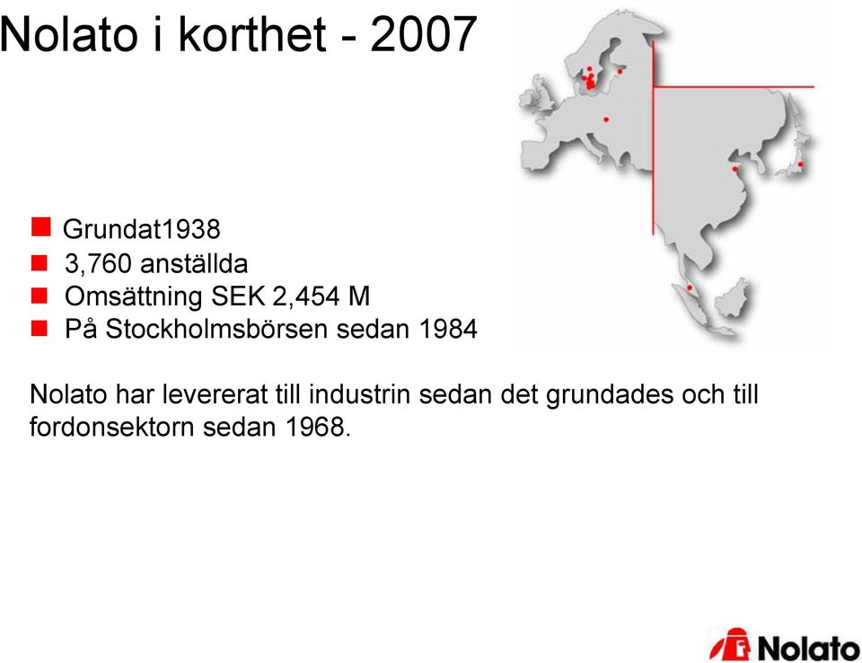 Stockholmsbörsen sedan 1984 Nolato har levererat