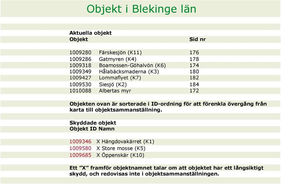 förenkla övergång från karta till objektsammanställning.