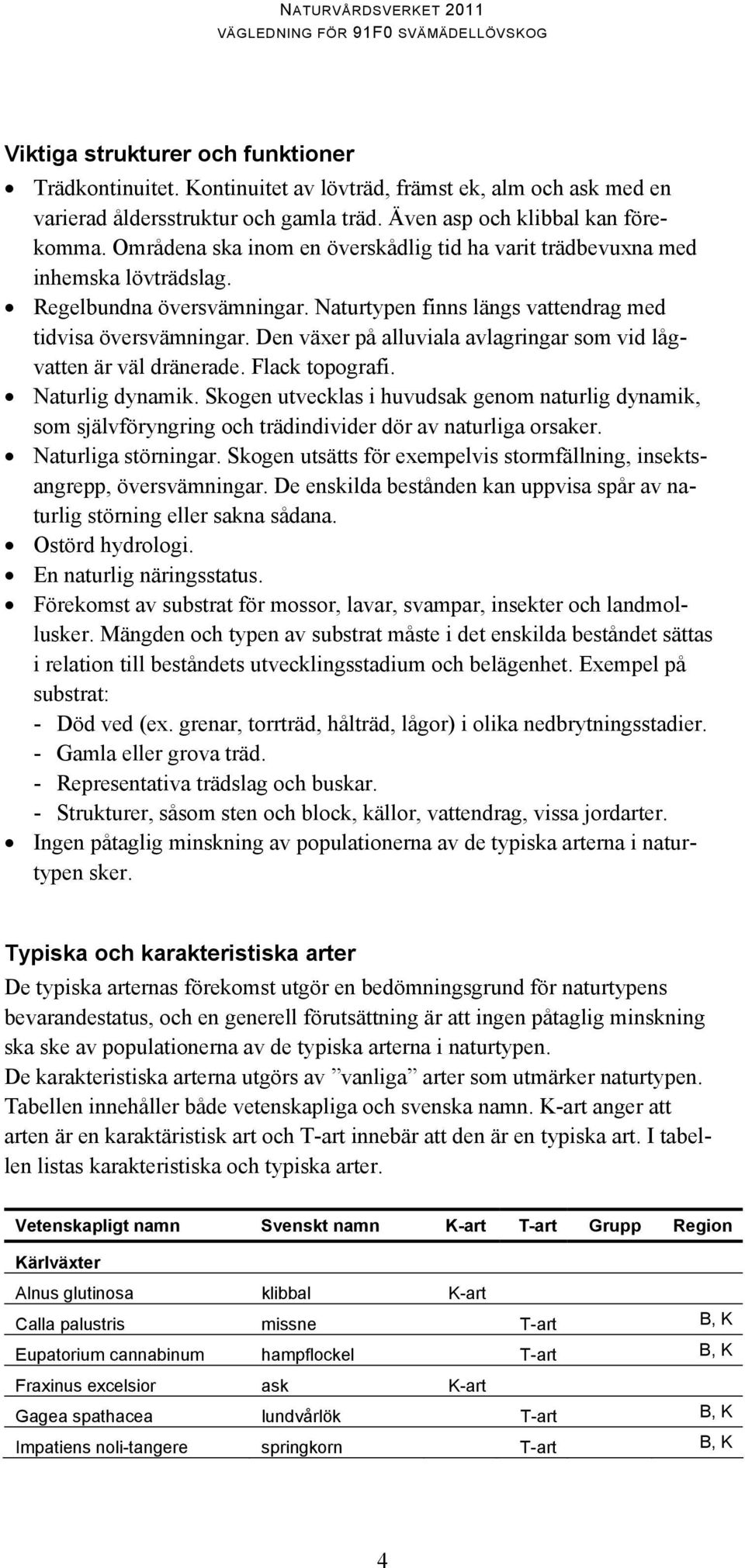 Den växer på alluviala avlagringar som vid lågvatten är väl dränerade. Flack topografi. Naturlig dynamik.