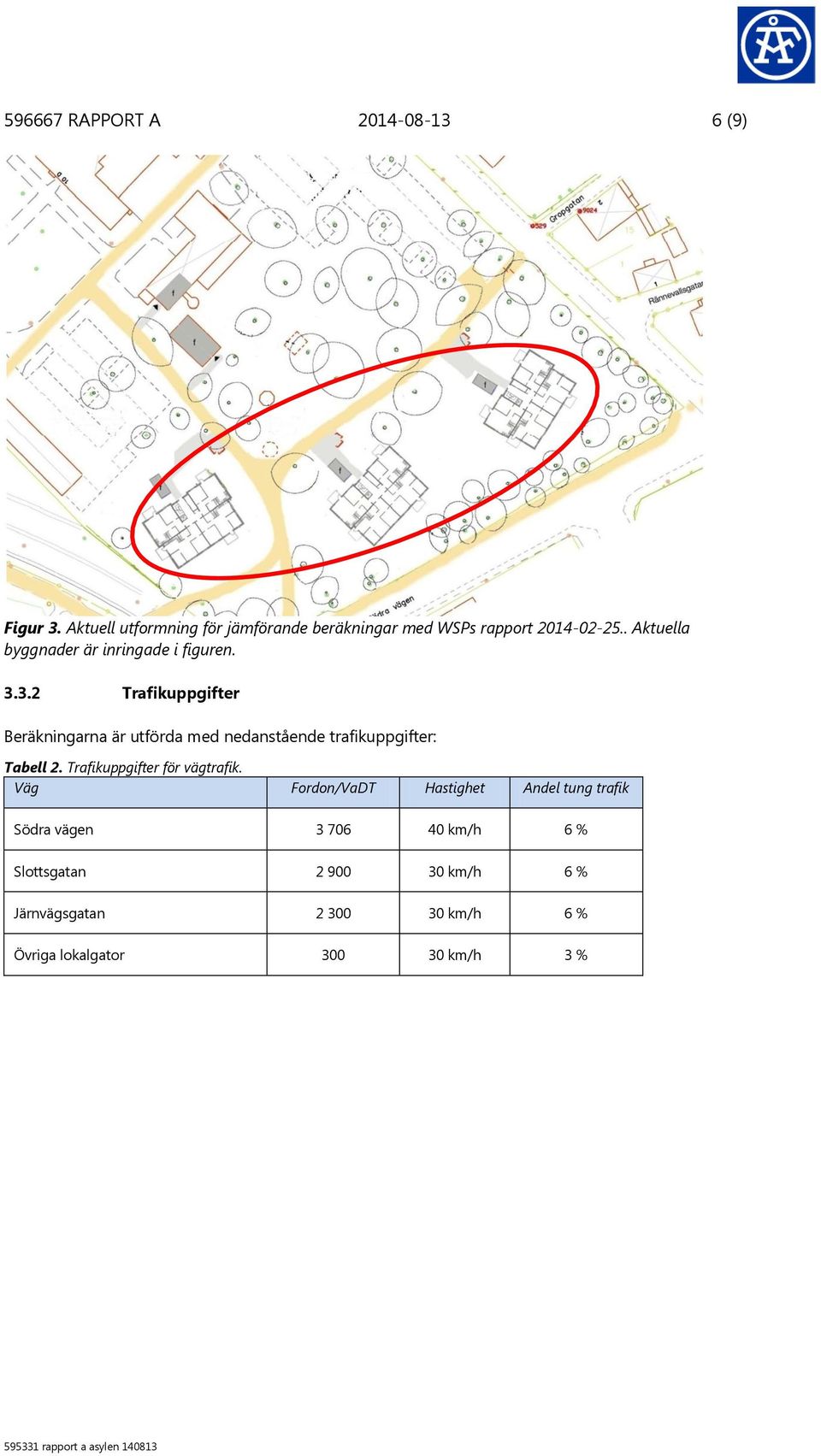 3.2 Trafikuppgifter Beräkningarna är utförda med nedanstående trafikuppgifter: Tabell 2. Trafikuppgifter för vägtrafik.