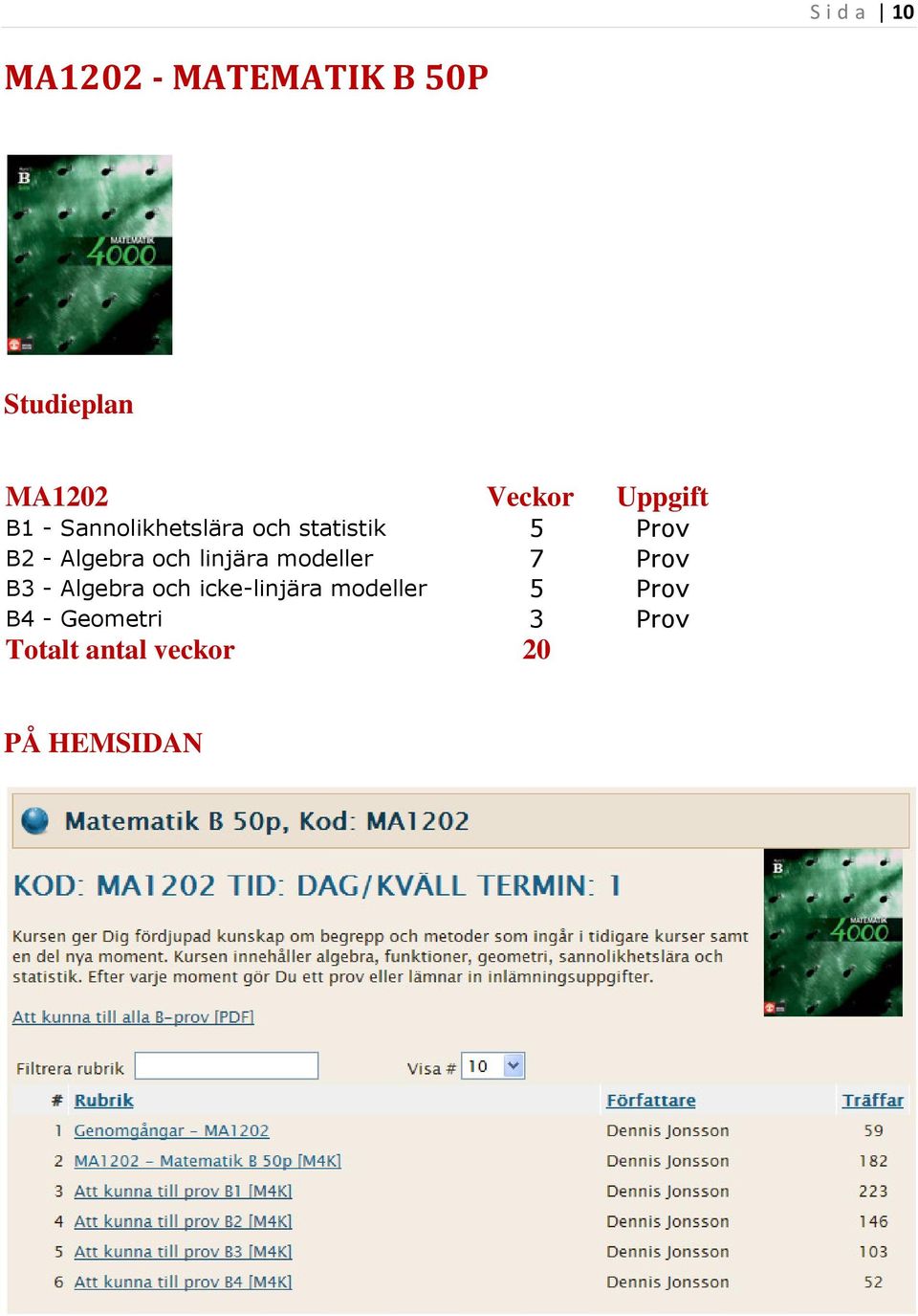 och linjära modeller 7 Prov B3 - Algebra och icke-linjära