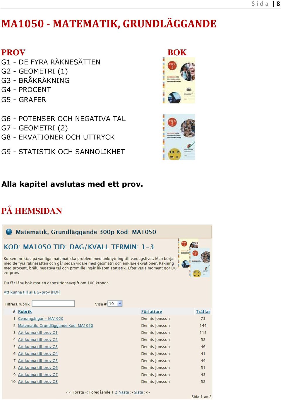 POTENSER OCH NEGATIVA TAL G7 - GEOMETRI (2) G8 - EKVATIONER OCH UTTRYCK