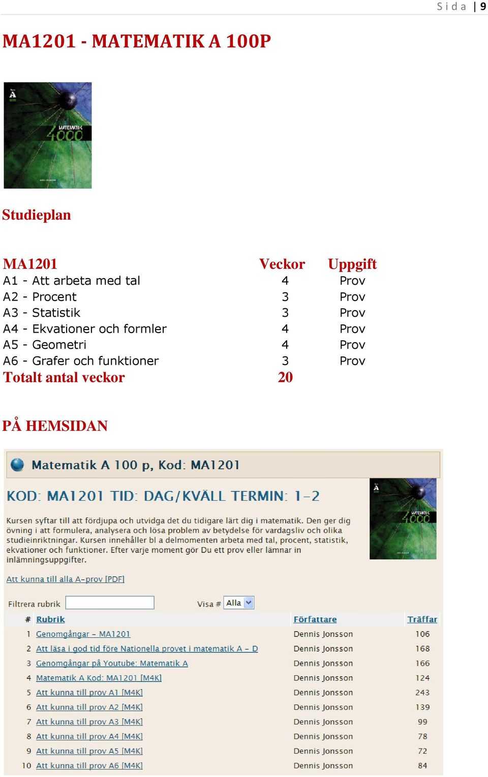 Statistik 3 Prov A4 - Ekvationer och formler 4 Prov A5 - Geometri