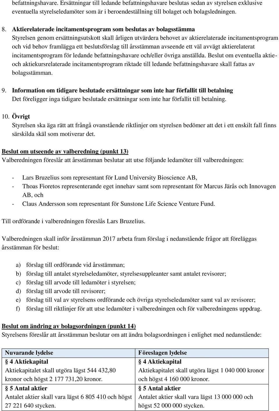 beslutsförslag till årsstämman avseende ett väl avvägt aktierelaterat incitamentsprogram för ledande befattningshavare och/eller övriga anställda.