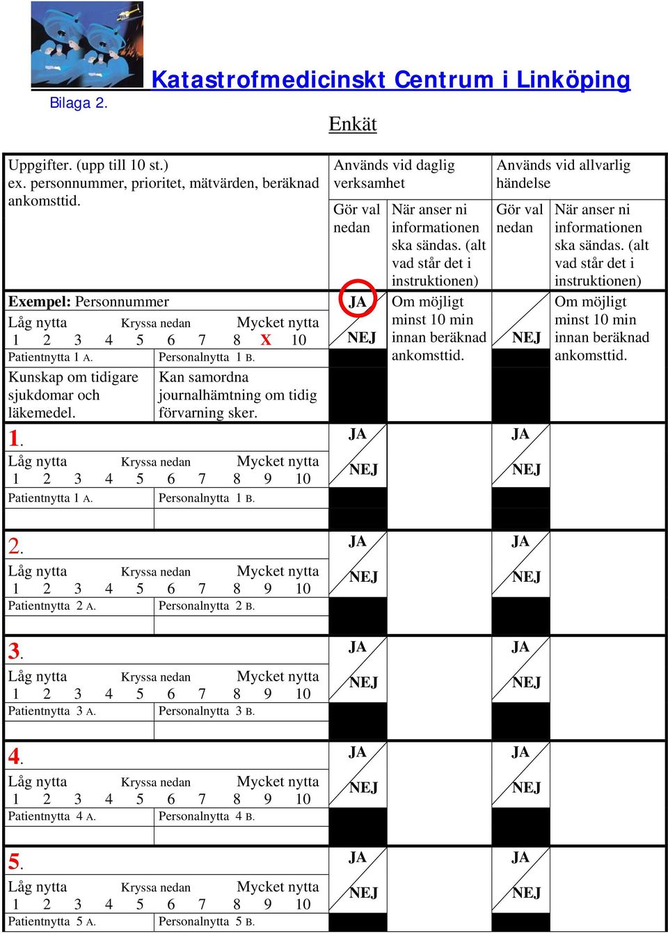 Används vid daglig verksamhet Gör val nedan När anser ni informationen ska sändas. (alt vad står det i instruktionen) Om möjligt minst 10 min innan beräknad ankomsttid.
