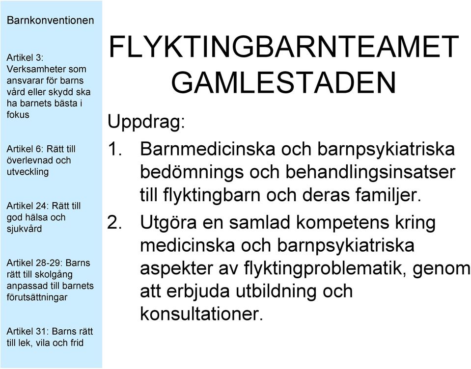 flyktingbarn och deras familjer. 2.