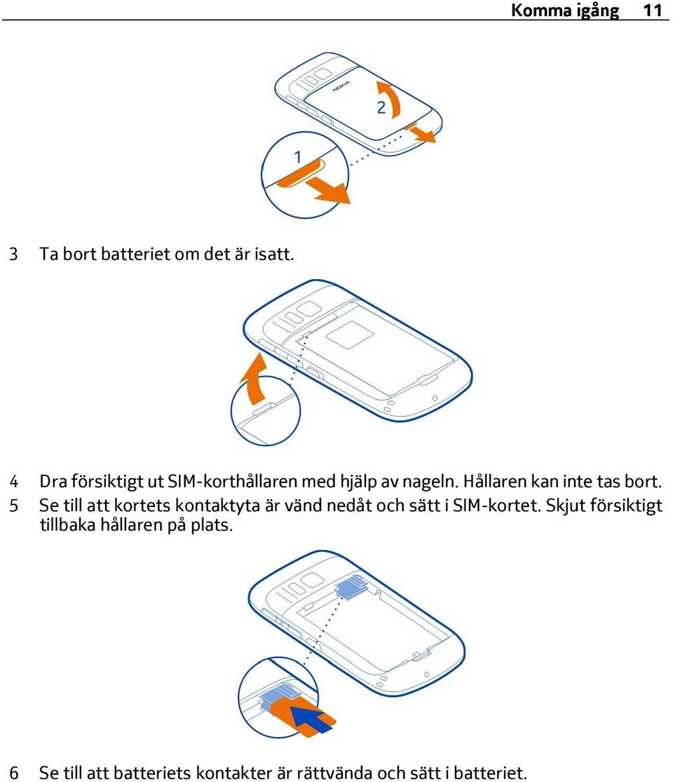 Hållaren kan inte tas bort.