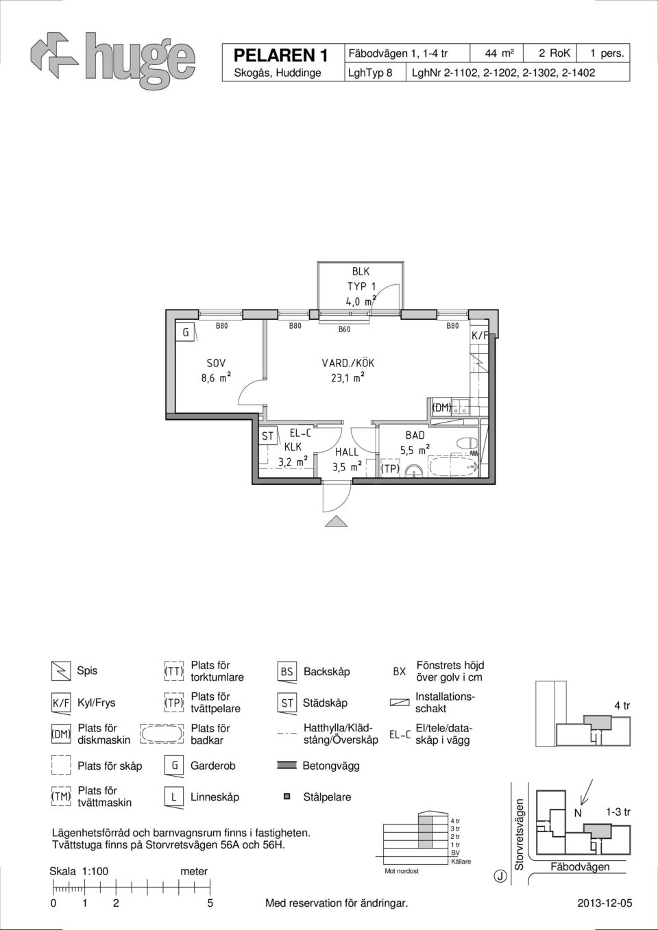 3,5 m² 5,5 m² Backskåp E-C El/tele/dataskåp skåp arderob
