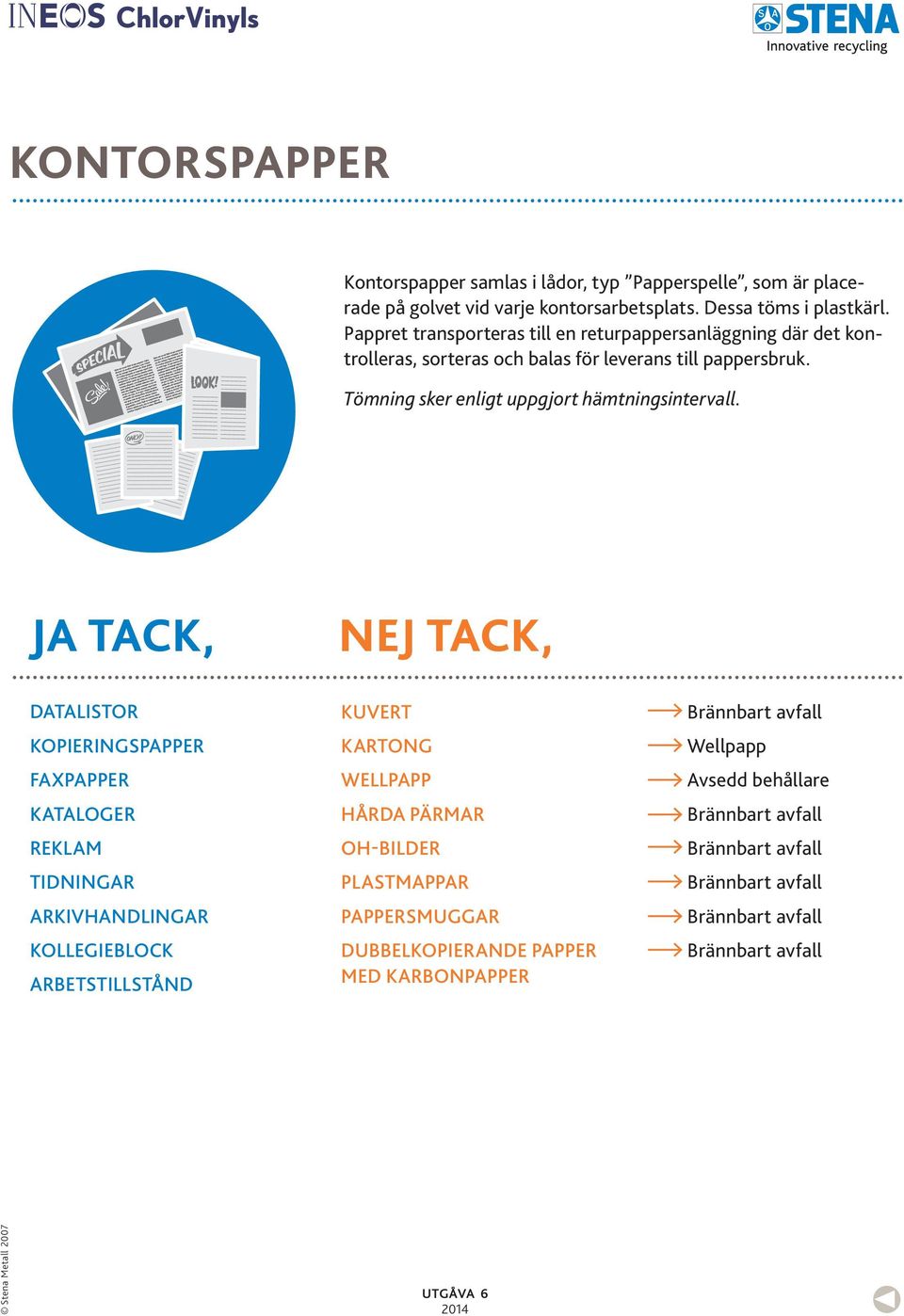 Pappret transporteras till en returpappersanläggning där det kontrolleras, sorteras och balas för leverans till pappersbruk.