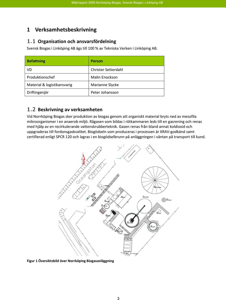 2 Beskrivning av verksamheten Vid Norrköping Biogas sker produktion av biogas genom att organiskt material bryts ned av mesofila mikroorganismer i en anaerob miljö.