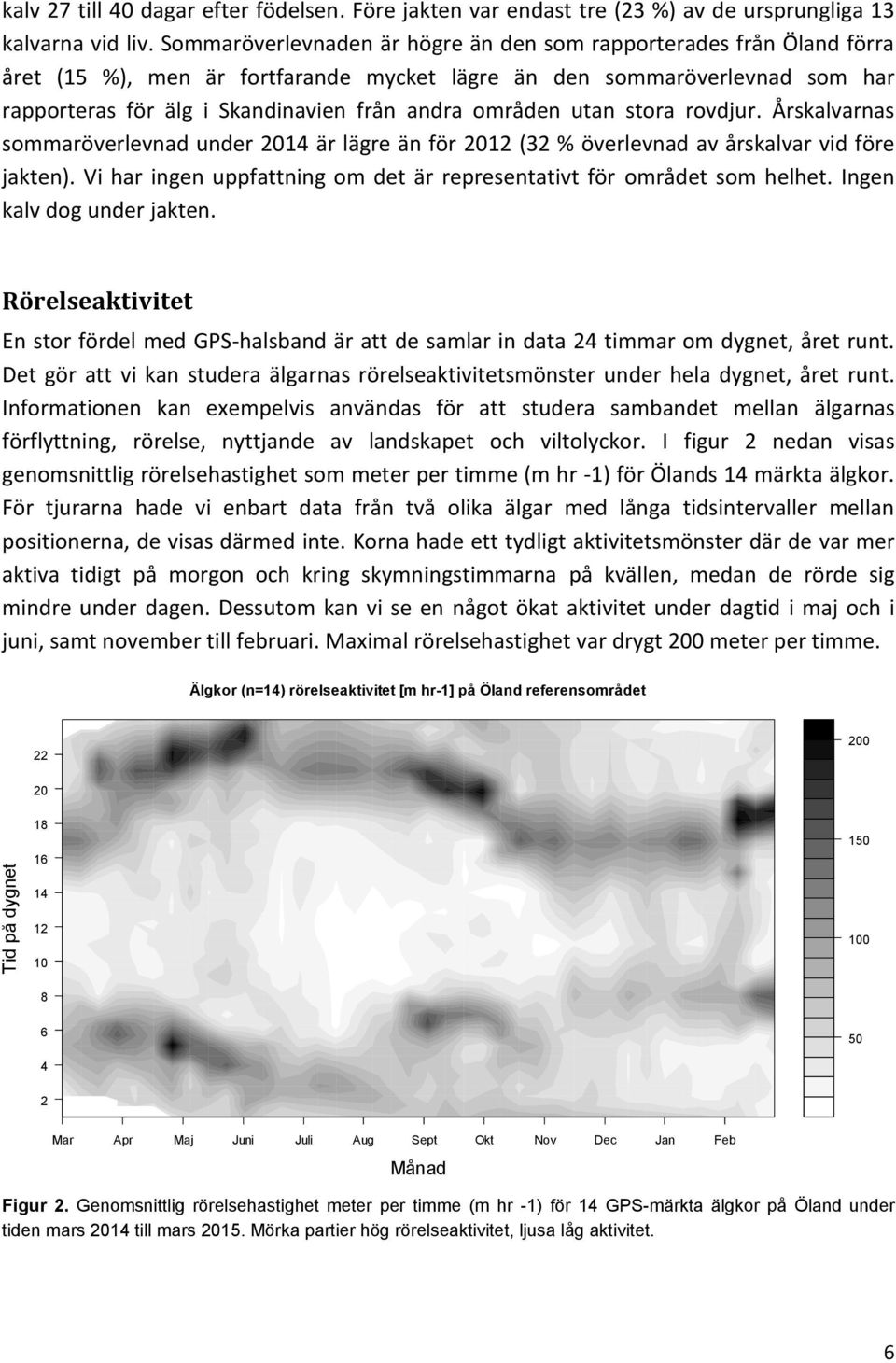 områden utan stora rovdjur. Årskalvarnas sommaröverlevnad under 2014 är lägre än för 2012 (32 % överlevnad av årskalvar vid före jakten).