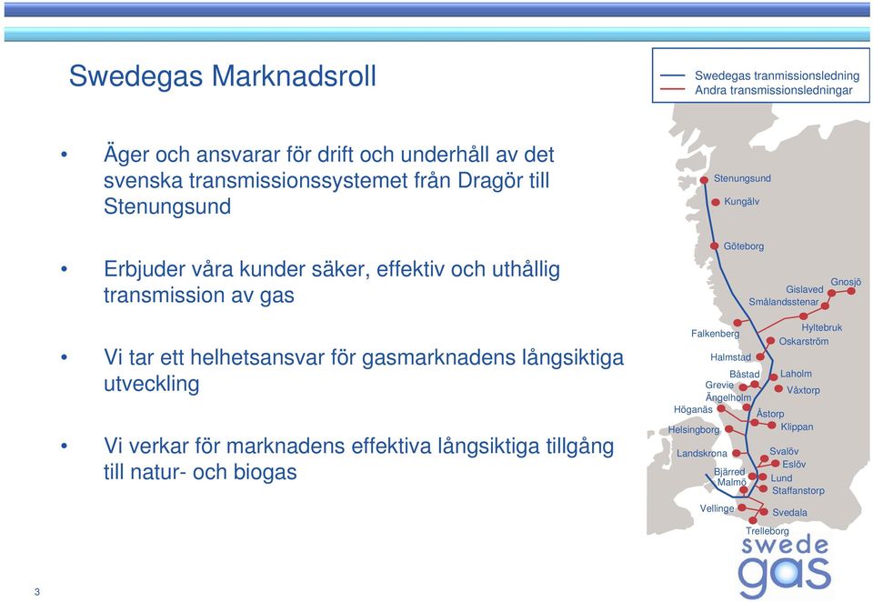 helhetsansvar för gasmarknadens långsiktiga utveckling Vi verkar för marknadens effektiva långsiktiga tillgång till natur- och biogas Falkenberg Båstad Laholm Grevie