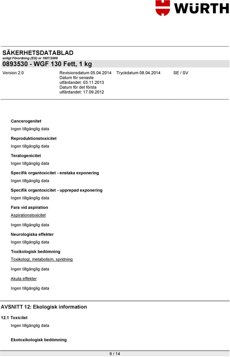 Aspirationstoxicitet Neurologiska effekter Toxikologisk bedömning Toxikologi, metabolism,