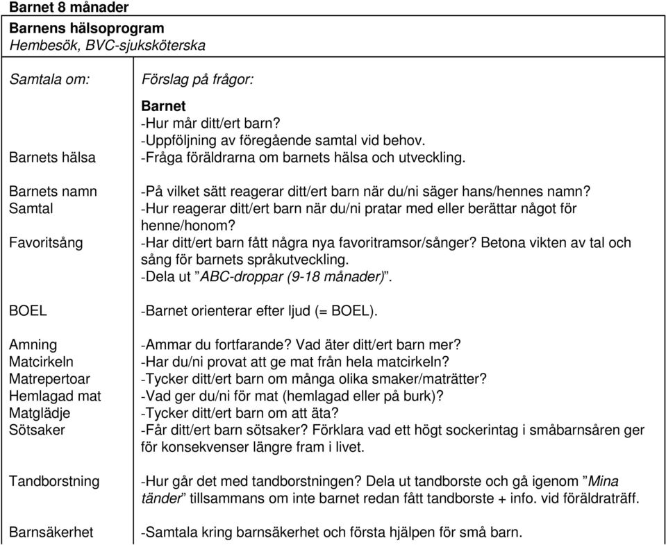 -På vilket sätt reagerar ditt/ert barn när du/ni säger hans/hennes namn? -Hur reagerar ditt/ert barn när du/ni pratar med eller berättar något för henne/honom?