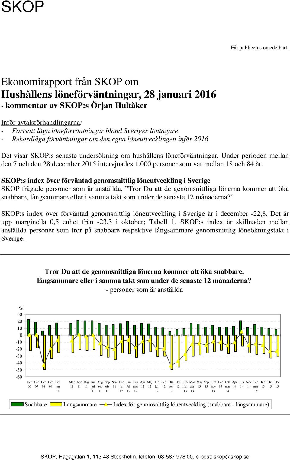 egna löneutvecklingen inför 216 Det visar SKOP:s senaste undersökning om hushållens löneförväntningar. Under perioden mellan den 7 och den 28 december intervjuades 1.