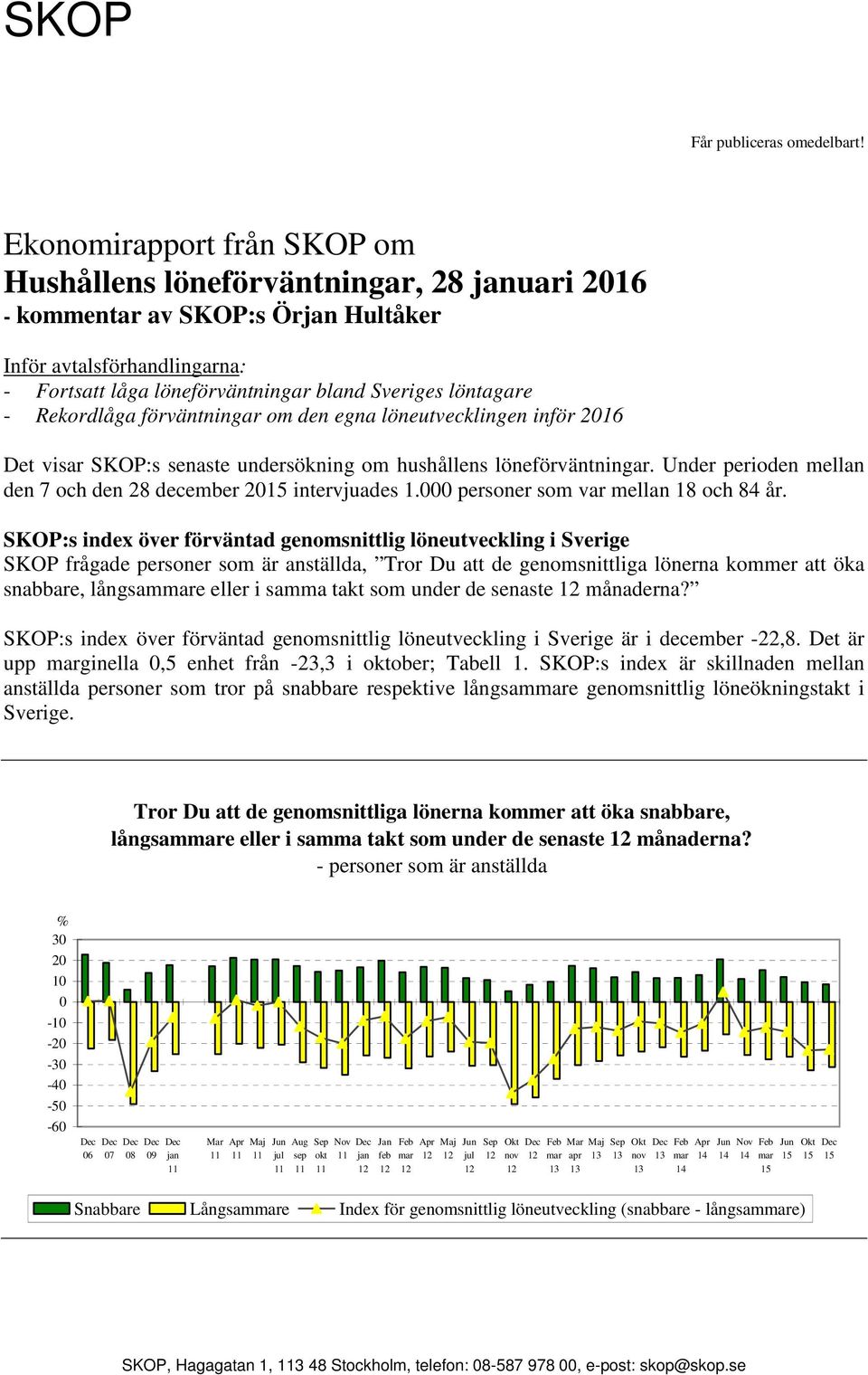 egna löneutvecklingen inför 216 Det visar SKOP:s senaste undersökning om hushållens löneförväntningar. Under perioden mellan den 7 och den 28 december intervjuades 1.