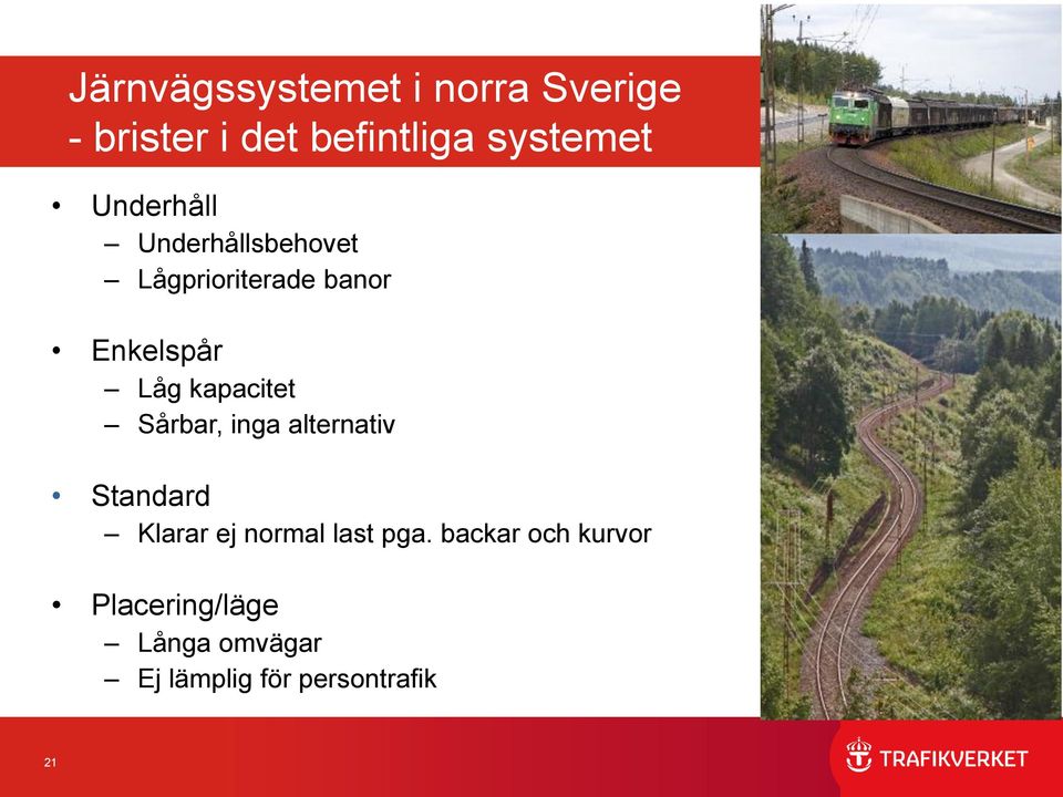 kapacitet Sårbar, inga alternativ Standard Klarar ej normal last pga.