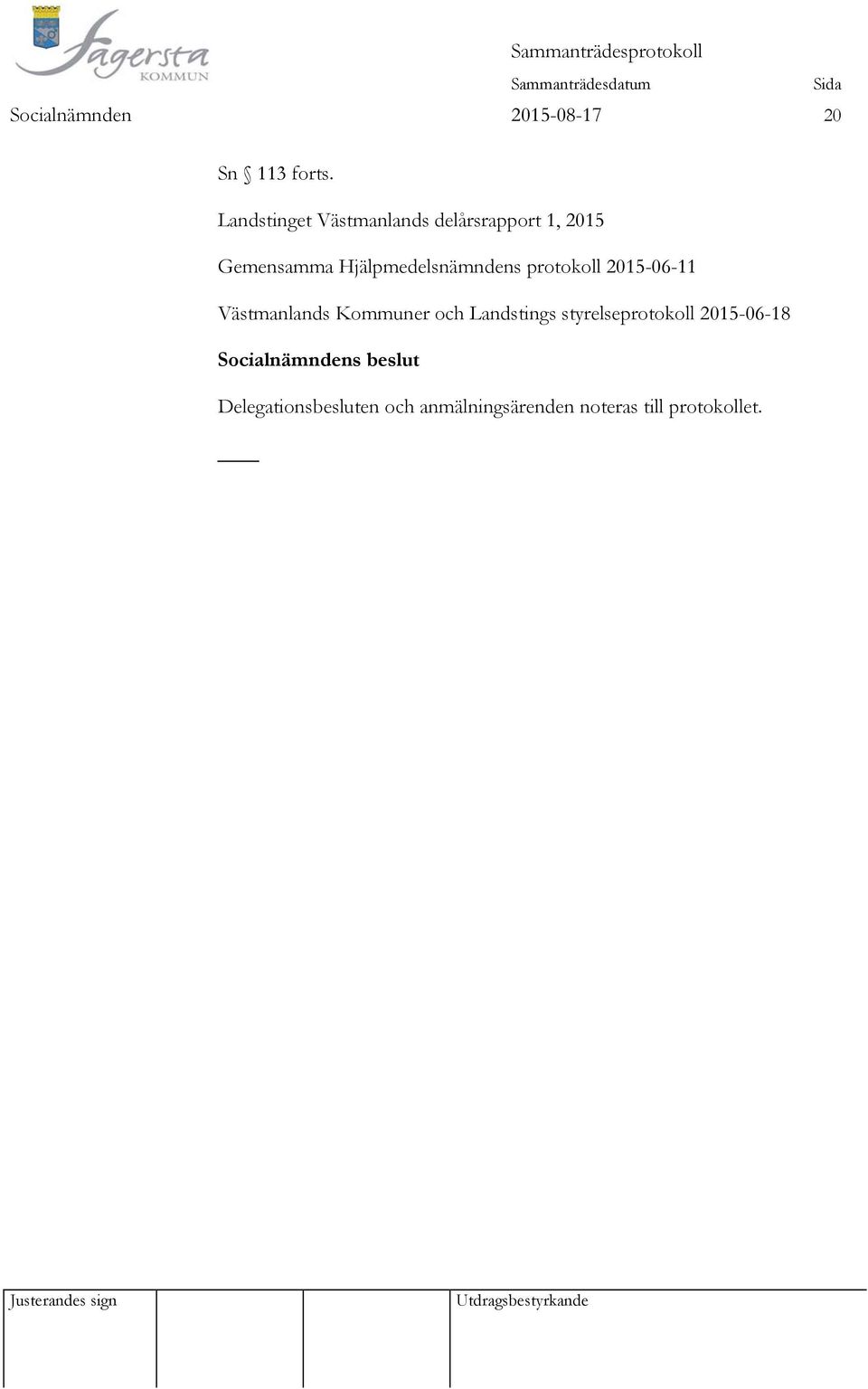 Hjälpmedelsnämndens protokoll 2015-06-11 Västmanlands Kommuner och